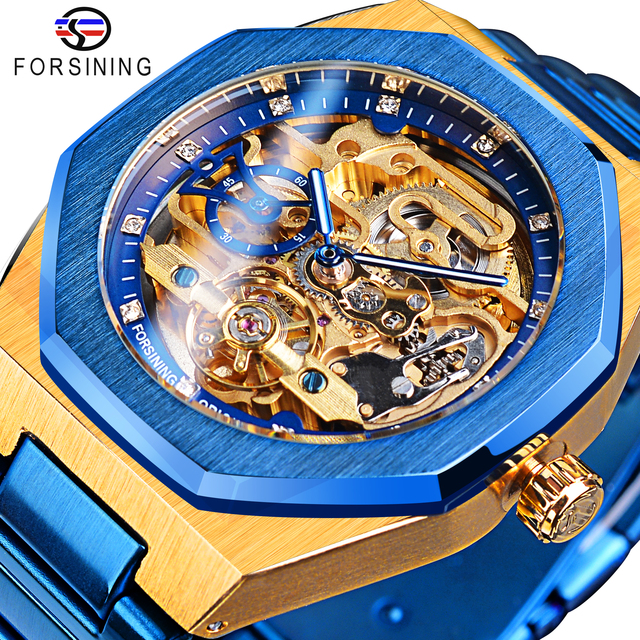 Forsining Males's Computerized Watch with 3D Diamond Skeleton Design, Luminous Options, Tourbillon Motion - Perfect Present Wristwatch for Males