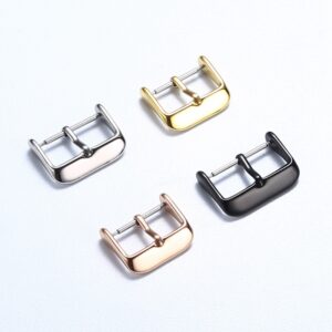 LAIHE 12-22mm 304 Stainless Metal Metallic Watch Strap Buckle in Silver, Black, and Rose Gold