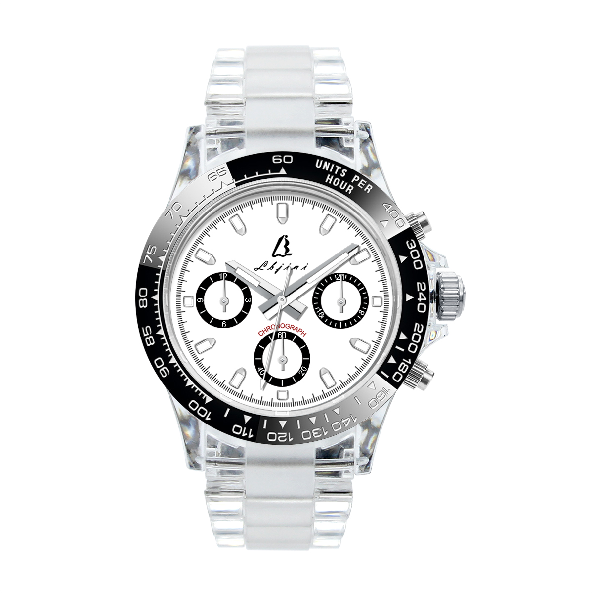 Manufacturing facility Direct Luminous Multifunction Quartz Look ahead to Males - Clear Plastic Waterproof Chronograph