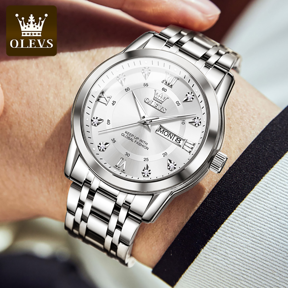 OLEVS 5513 Luxurious Males's Quartz Watch - Excessive-High quality Stainless Metal Informal Enterprise Wristwatch in Gold